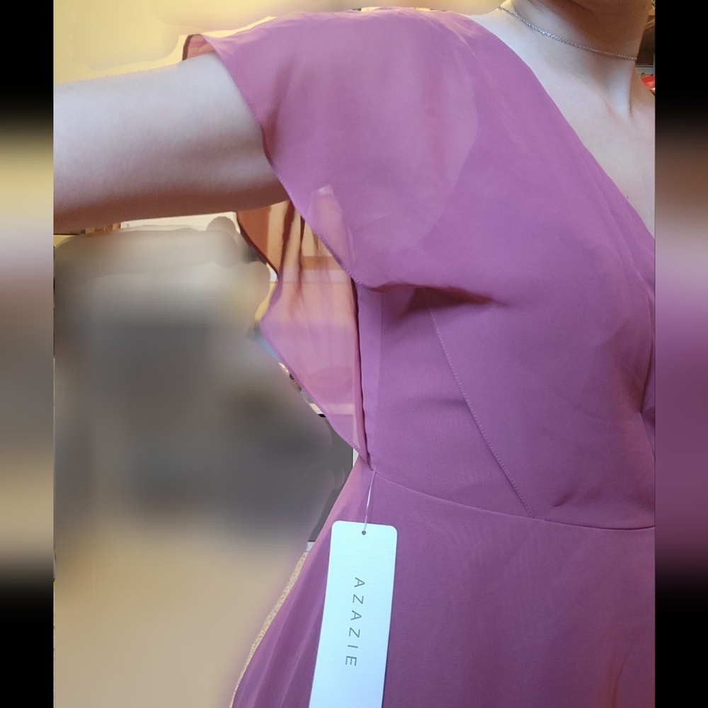 Azazie Rylee Bridesmaid Dress Size 8 Desert Rose - Picture 6 of 15
